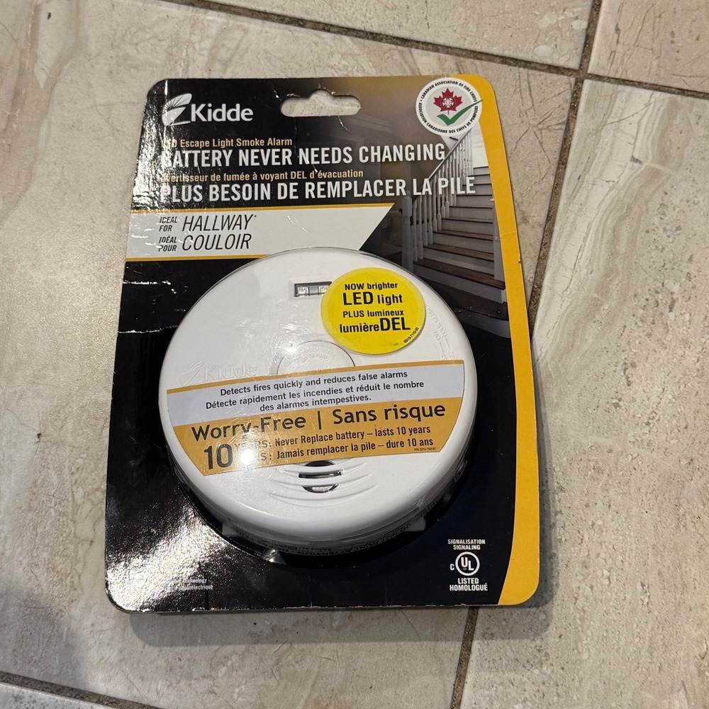 Kidde P3010H-CA Smoke Alarm 10 Year Battery LED Escape Light Photoelectric White